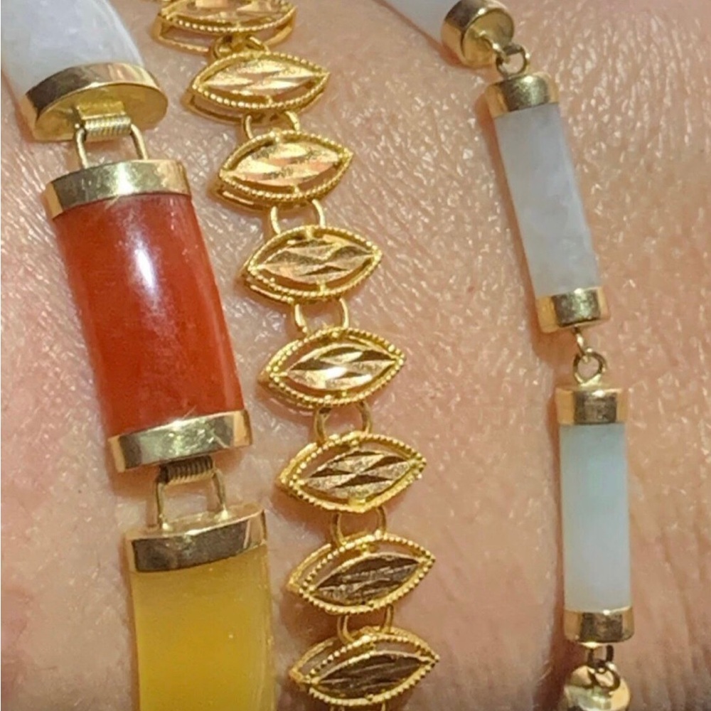 14k Multi Color Jade Bracelet